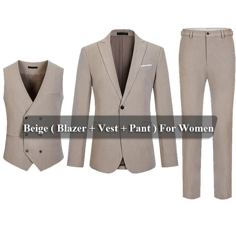 XL / 3-Piece Beige Suit for Women High Quality 3-Piece Business Formal Suit Set OEM Yellow Same Style for Men Women Polyester Pant Suit Wholesale Dropshipping