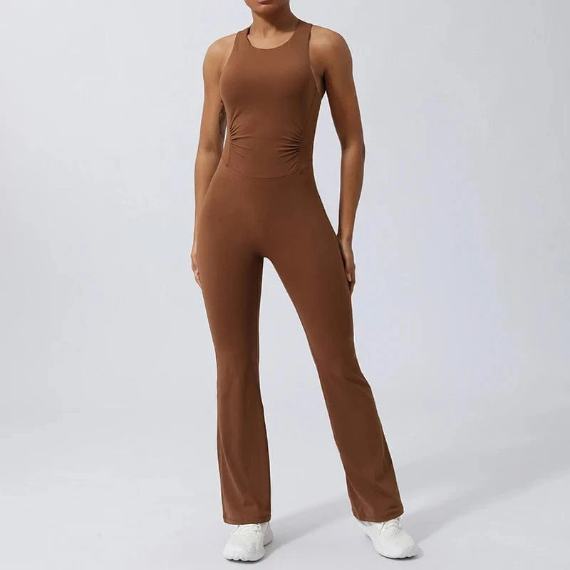 XL / 4 YIYI 2024 New Arrival Wholesale Fitness Sports Gym Workout Quick Dry Cross Twist Back Workout One Piece Yoga Jumpsuit For Women