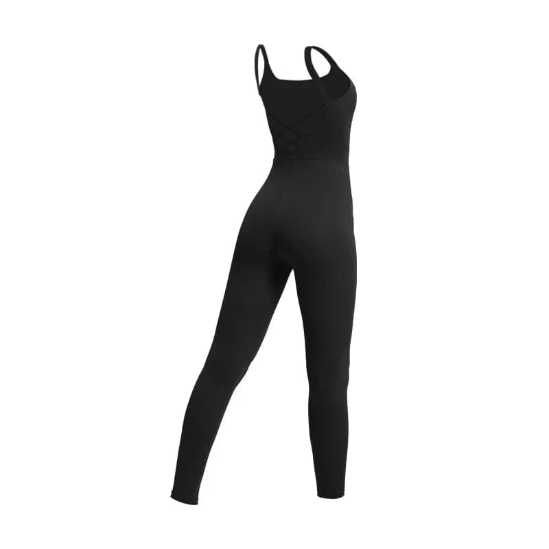XL / Black 2024 New Arrival Fashion Workout Bodycon Jumpsuits Sexy One Piece Yoga Fitness Jumpsuit For Women