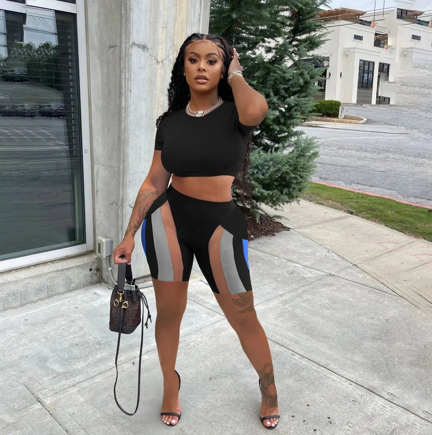 XL / Black 2024 outfits matching summer 2 piece set plus size women's sets women clothing two piece short set