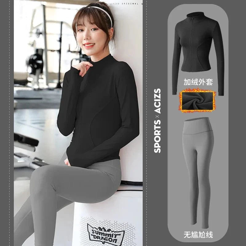 XL / Black + sea lime 2023 New Design Women's 2-Piece Active Wear Zip Tracksuit Slim Fit Jogger Nylon Spandex Sports Jacket Top Butt Lifting Plus Size