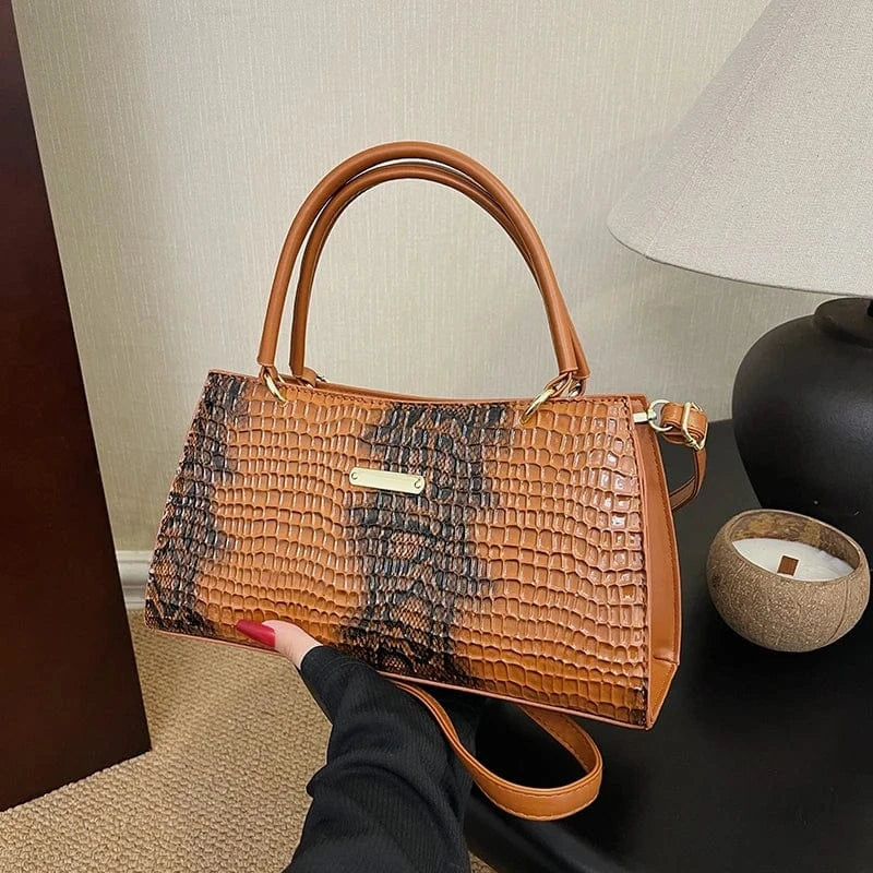 XL / brown Factory wholesale High Quality handbags 2024 Light Lady Trendy Snake Skin Bags Lady Design Purses For Girls