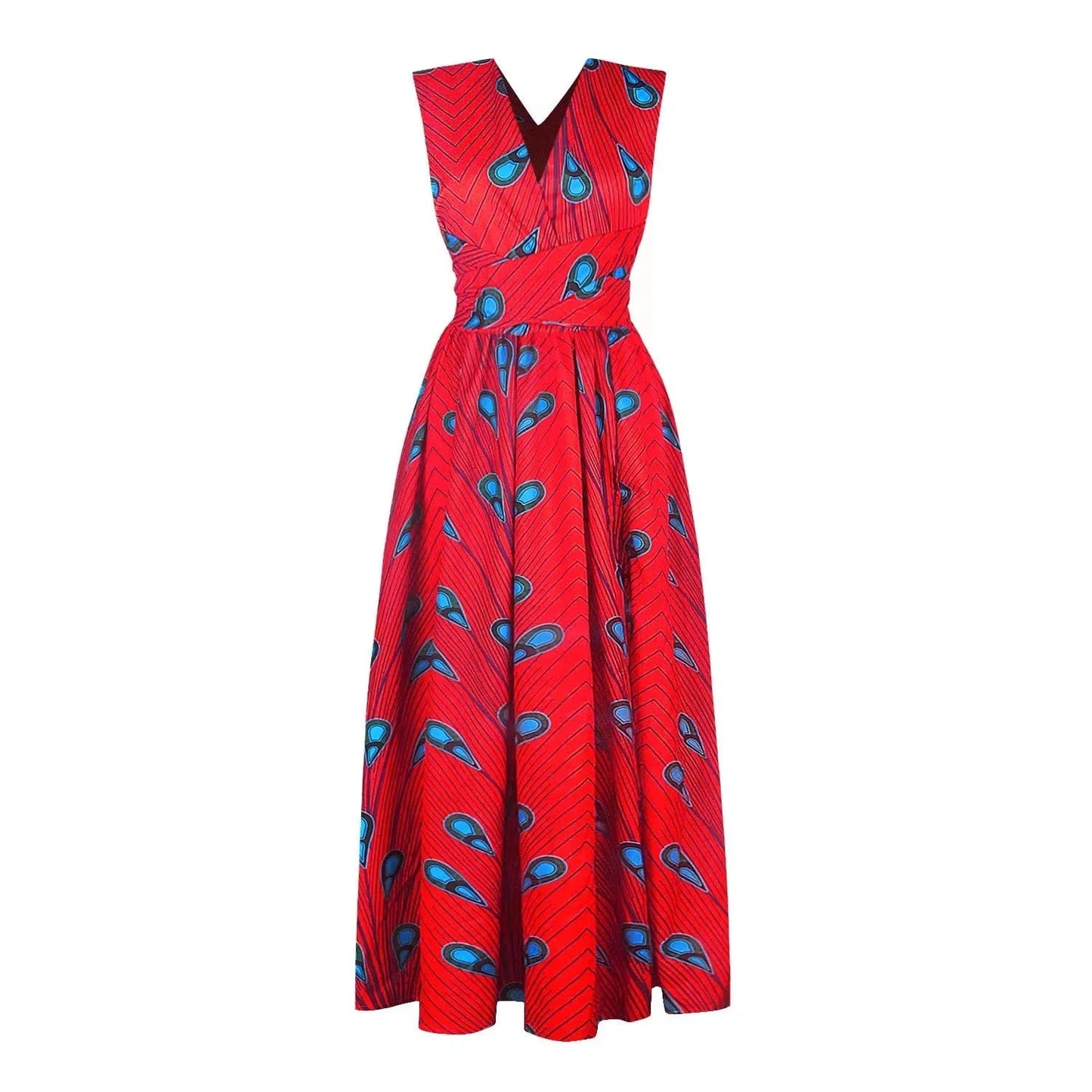 XL / dress 6 Floral Print African Dress with Side Slit & High Waist