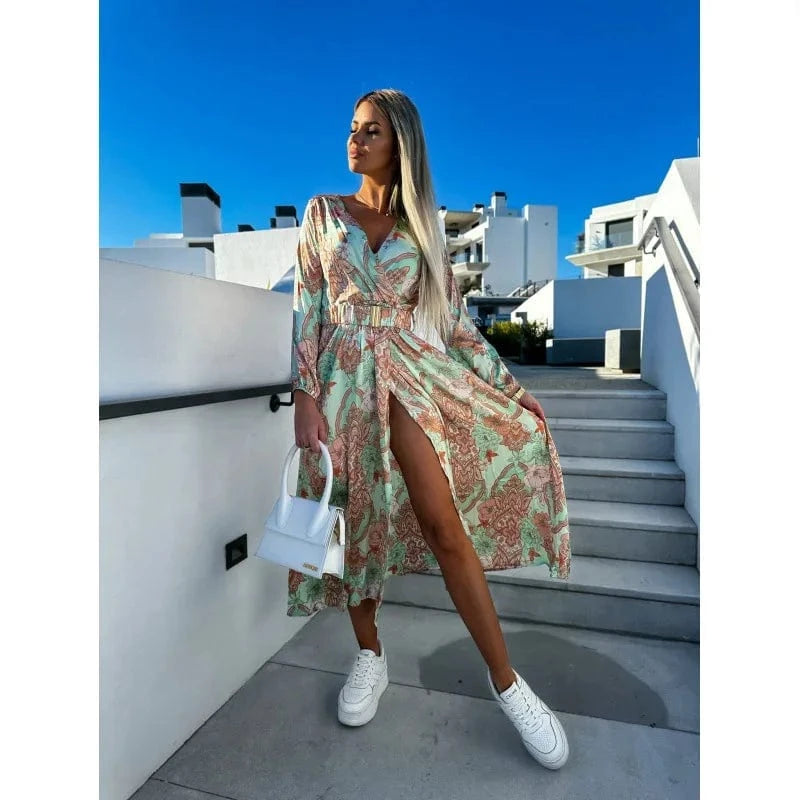 XL / Light green New Casual Holiday Dress Fashion Bohemian Summer Lady Embroidery Maxi Dresses dresses women lady elegant