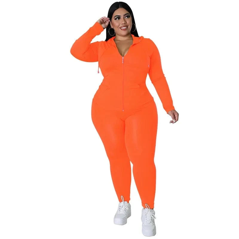XL / Orange Fat Clothes Joggers Over Sized V-Neck T Shirt Womens Party Tie Dye Long Sleeve Two Piece Sweatshirt Track Suit Set