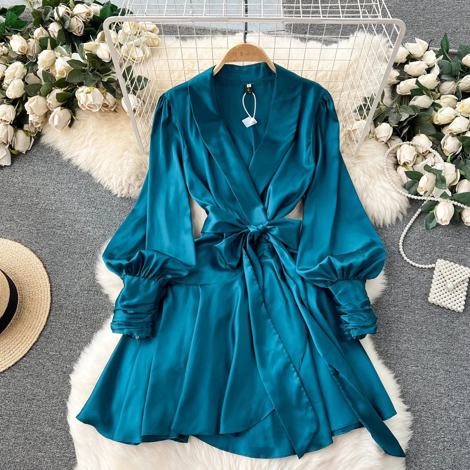 XL / peacock blue Boutique Wholesale 2024 Summer Elegant Solid Color Women's Dress