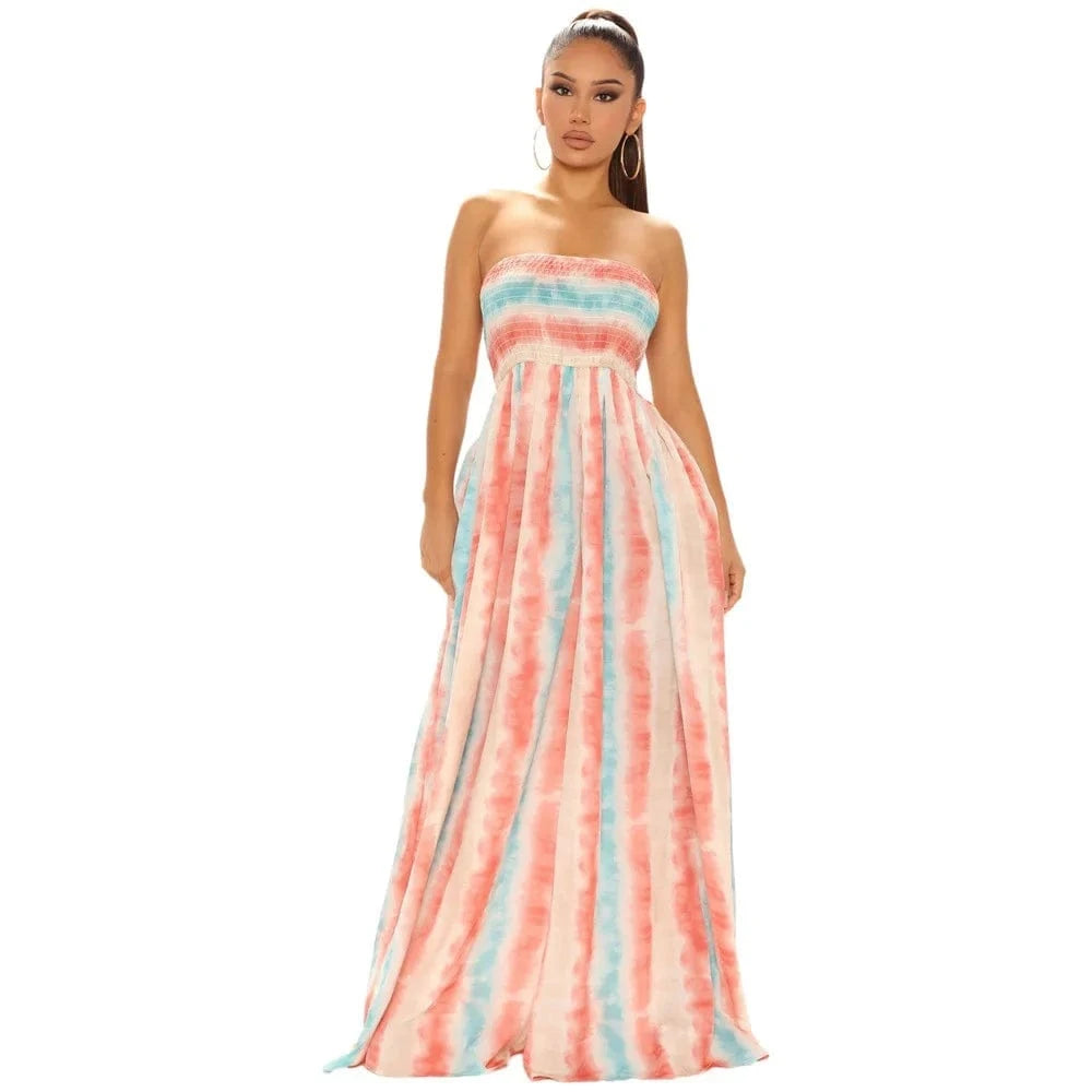 XL / Pink stripped GX9492 Fashion 2024 women clothes vendor fashion sleeveless one piece printed wide-leg tube sexy jumpsuit