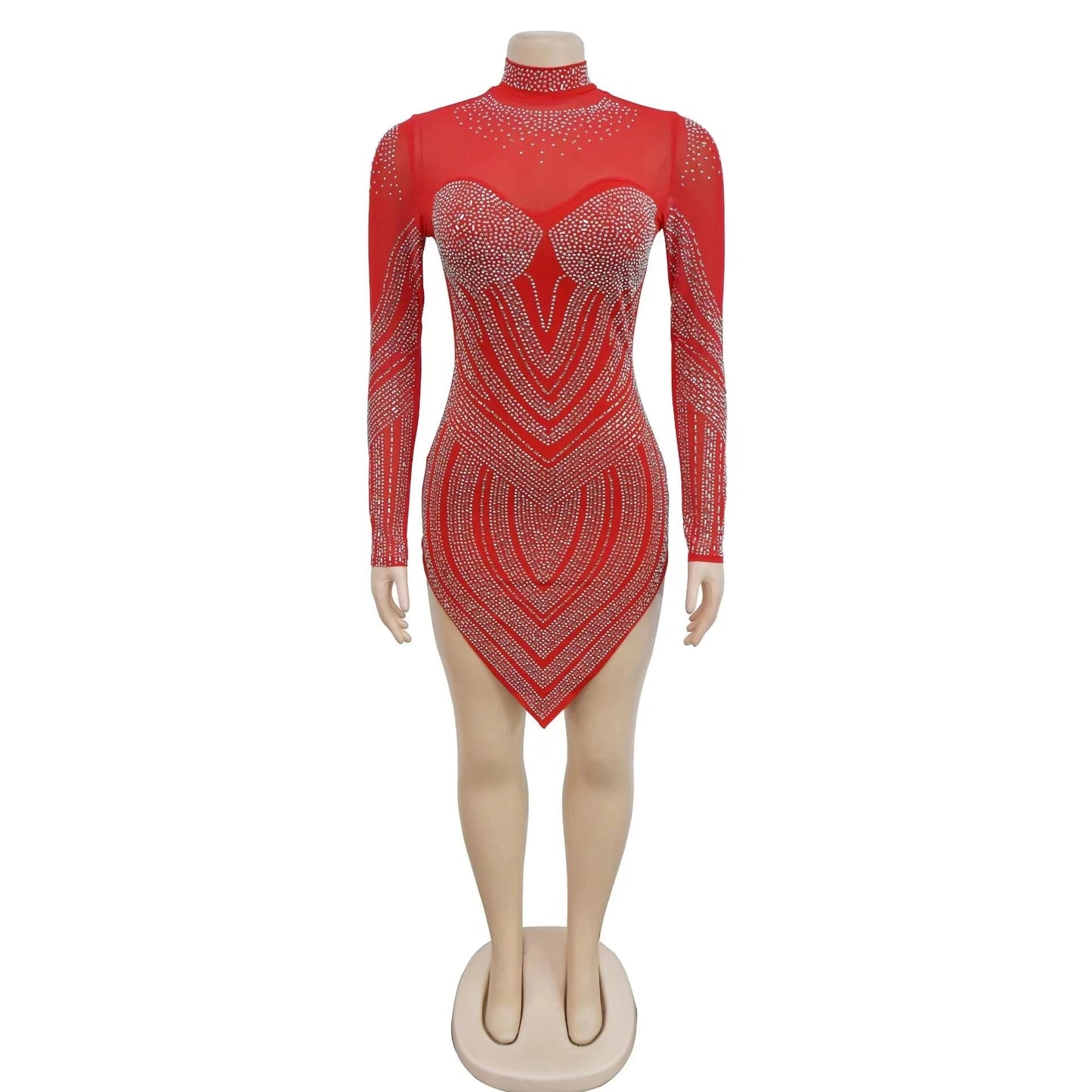 XL / Red 2024 NEW  Fashion Casual Dress Rhinestones Pearls Dress