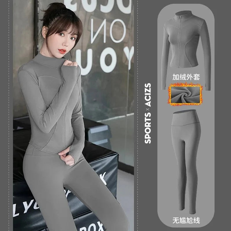 XL / Sea Rock Lime + Sea Rock Lime 2023 New Design Women's 2-Piece Active Wear Zip Tracksuit Slim Fit Jogger Nylon Spandex Sports Jacket Top Butt Lifting Plus Size