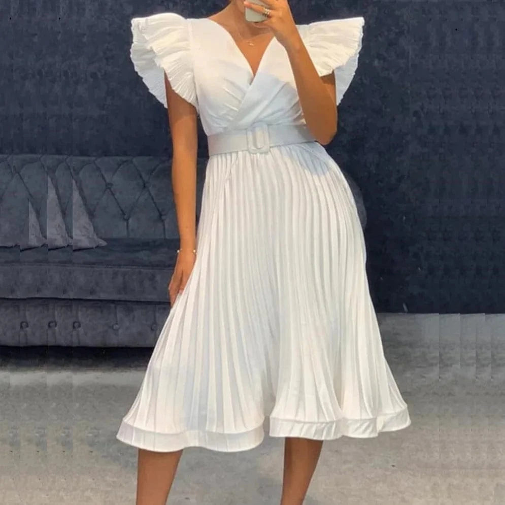 XL / White 2024 Women Solid Color O-neck Loose High Quality  Plus Size Women Dress For Spring/Autumn Hot Sale Latest Design Dresses