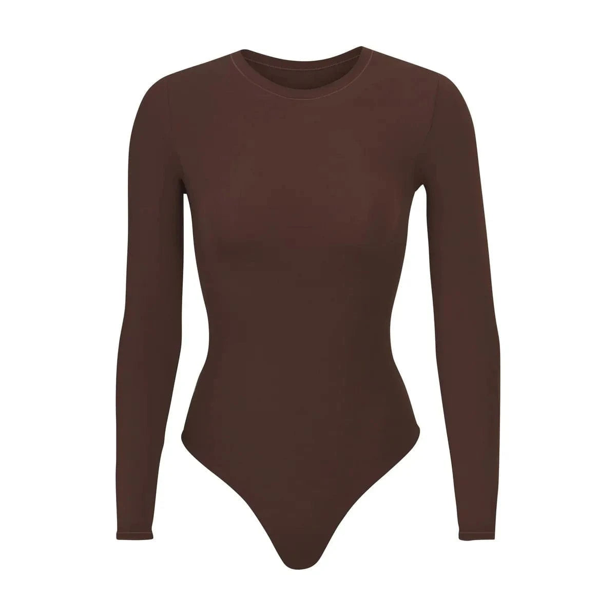 XS / Coffee DAMOCHIC Fit Everybodys Lounge Wear Bodysuit New High Elastic Basic Smooth Bodysuit Casual Long Sleeve Bodysuit Tops Women 2024