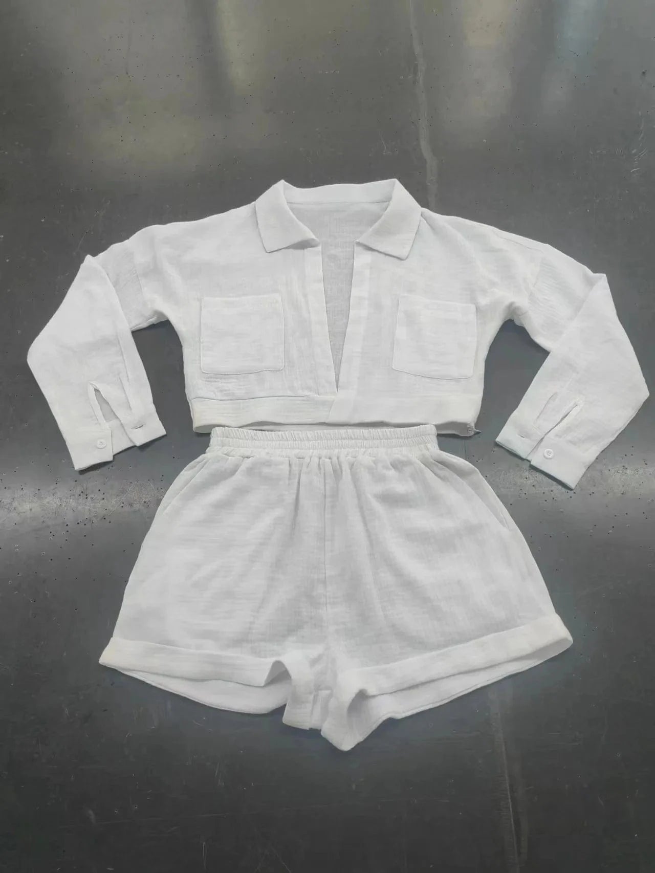 XS Cotton Two Shorts Sets for Womens Set Solid Shorts 2 piece Set Women Clothing Ladies Popular Outfits with Pocket