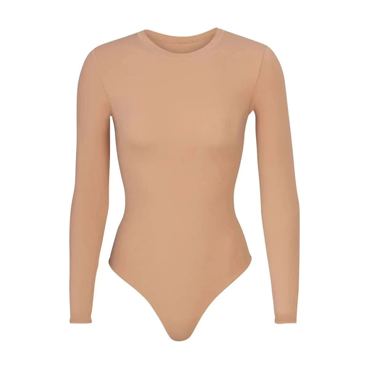 XS / Khaki DAMOCHIC Fit Everybodys Lounge Wear Bodysuit New High Elastic Basic Smooth Bodysuit Casual Long Sleeve Bodysuit Tops Women 2024