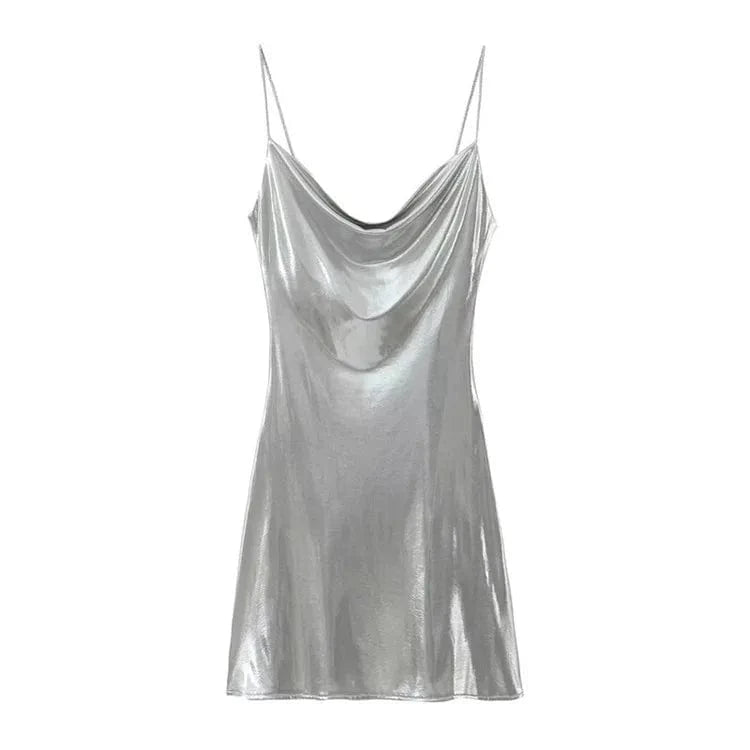 XS / silver Backless Short Dresses for Women 2024 Sexy Gold Silver Dress Party Mini Prom Dresses Woman