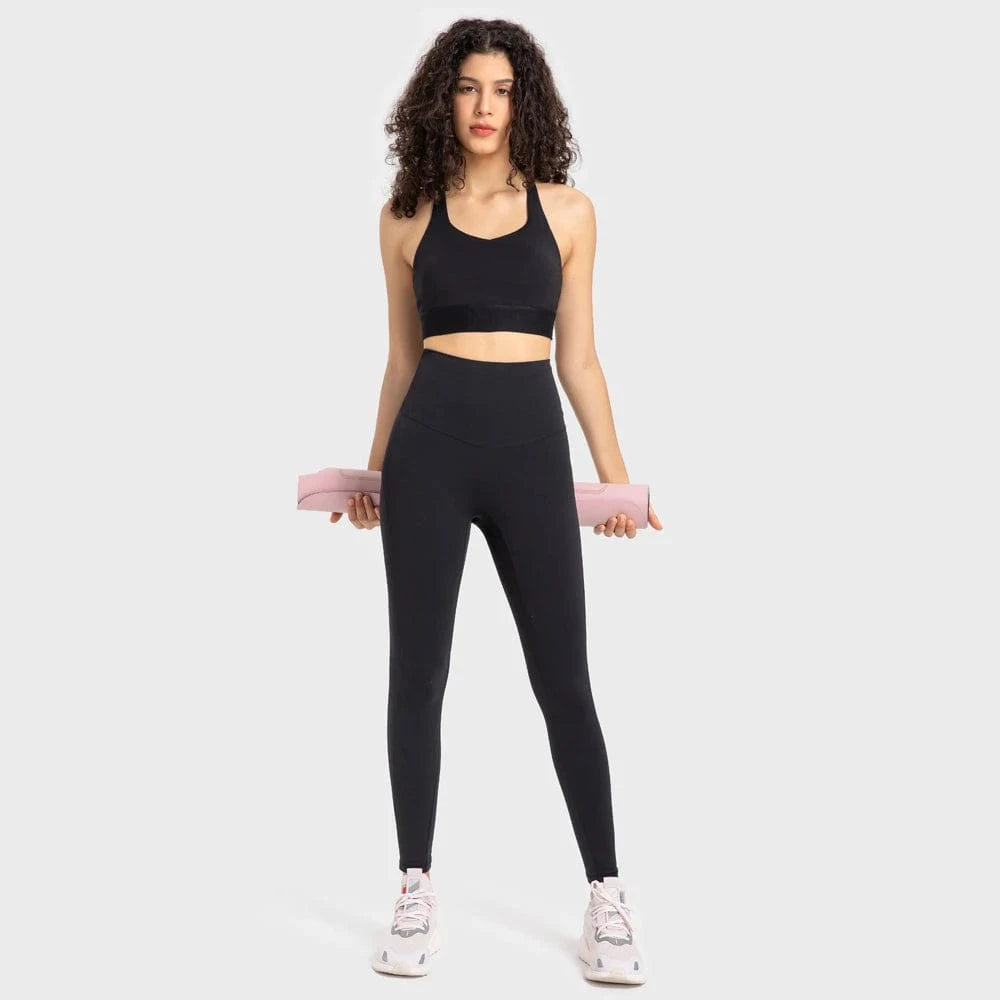 XXL / Black 2024 New Arrival High Quality 2 Piece Leggings Women Yoga Wear Sports Bra Gym Fitness Sets