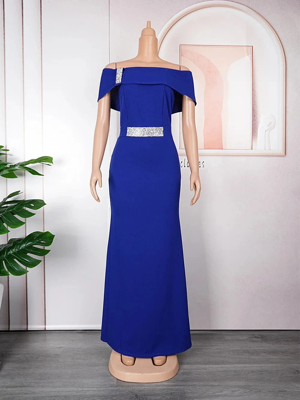 XXXL / Blue L-3XL New Bridesmaid Wedding Dress African Women's Large One Shoulder Sexy Long Dress