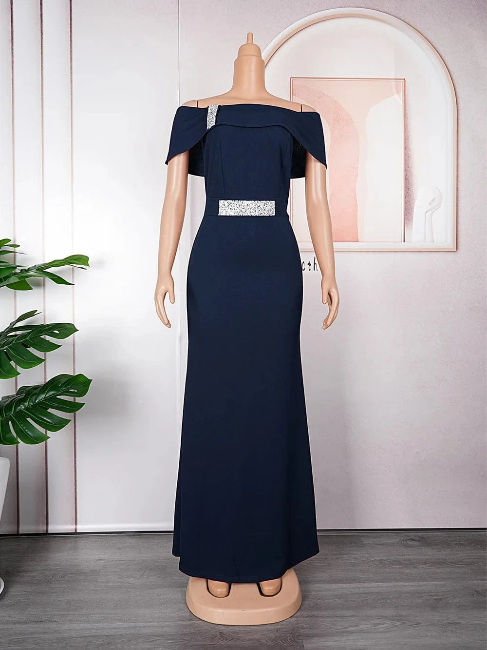 XXXL / Dark blue L-3XL New Bridesmaid Wedding Dress African Women's Large One Shoulder Sexy Long Dress