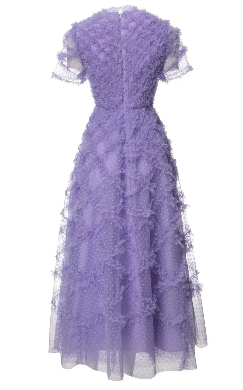XXXL Long Dress 2024 Spring Summer Party Special Occasion Women Polka Dot Print Allover Cascading Ruffle Flower Mesh Maxi Dress