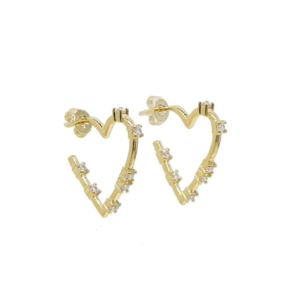 Y-Clear white rainbow cz hollow Heart hoop earring gold plated simple lover gift fashion women jewelry