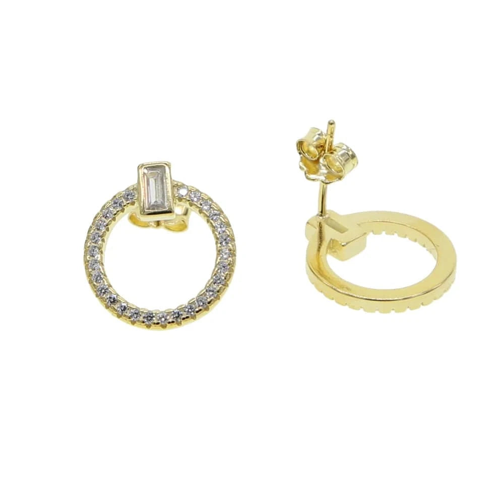 Y-Gold 2024 Simple Bling 925 Sterling Silver Fashion Women Jewelry Micro Pave 5A CZ Round Circle Geometric Stud Earring