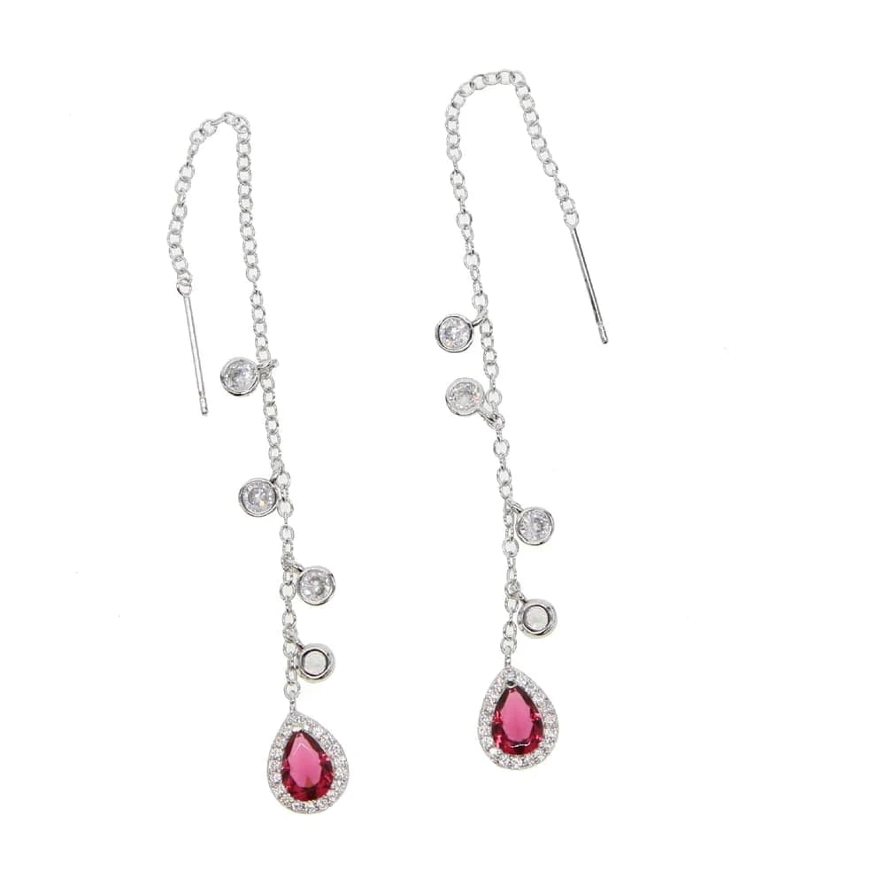 Y-P-Red 100% 925 sterling silver or brass jewelry wholesale drop shipping french romantic tassel cz drop charm earring
