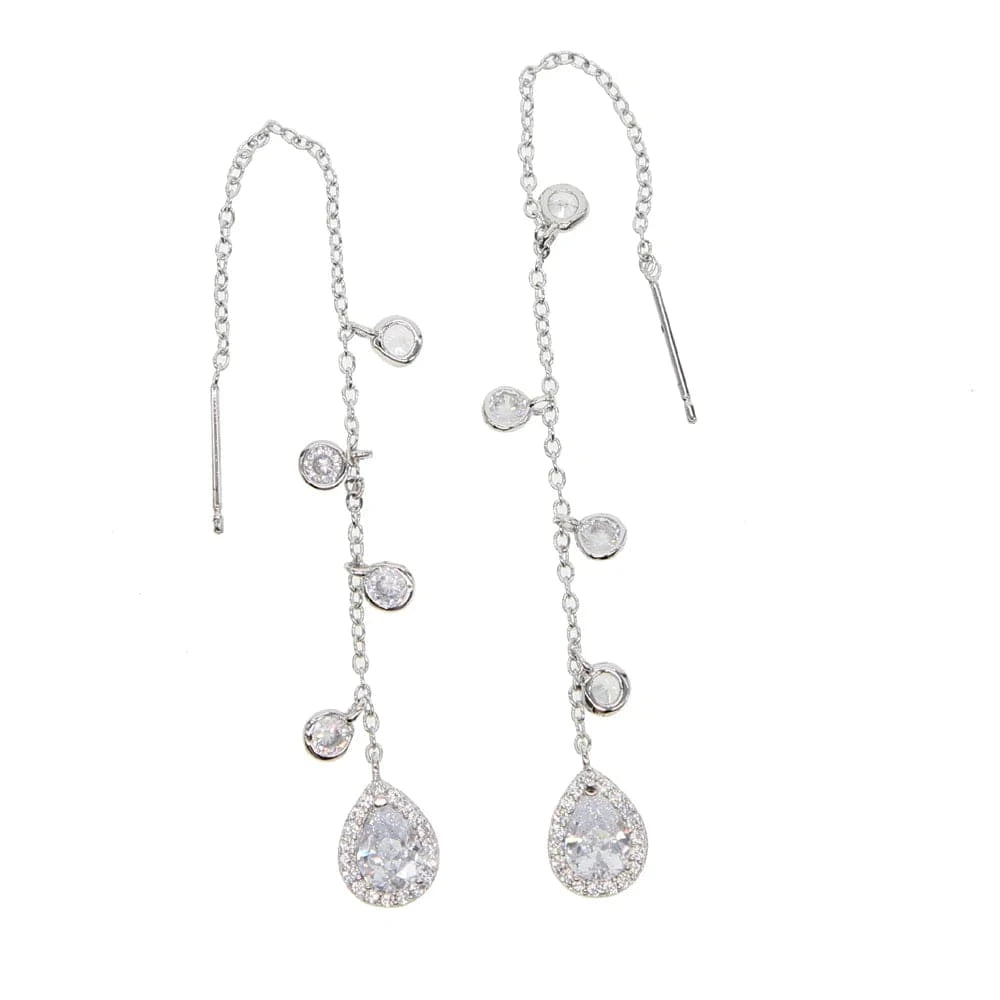 Y-P-White 100% 925 sterling silver or brass jewelry wholesale drop shipping french romantic tassel cz drop charm earring