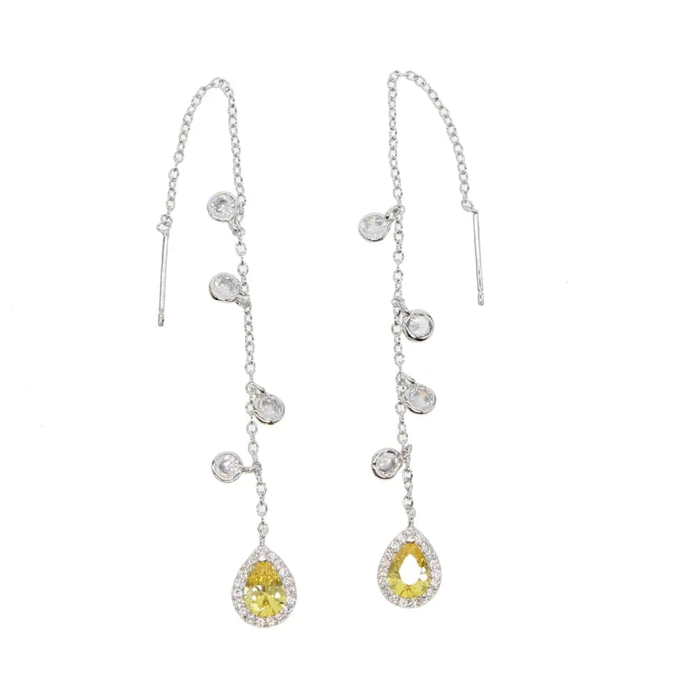 Y-P-Yellow 100% 925 sterling silver or brass jewelry wholesale drop shipping french romantic tassel cz drop charm earring