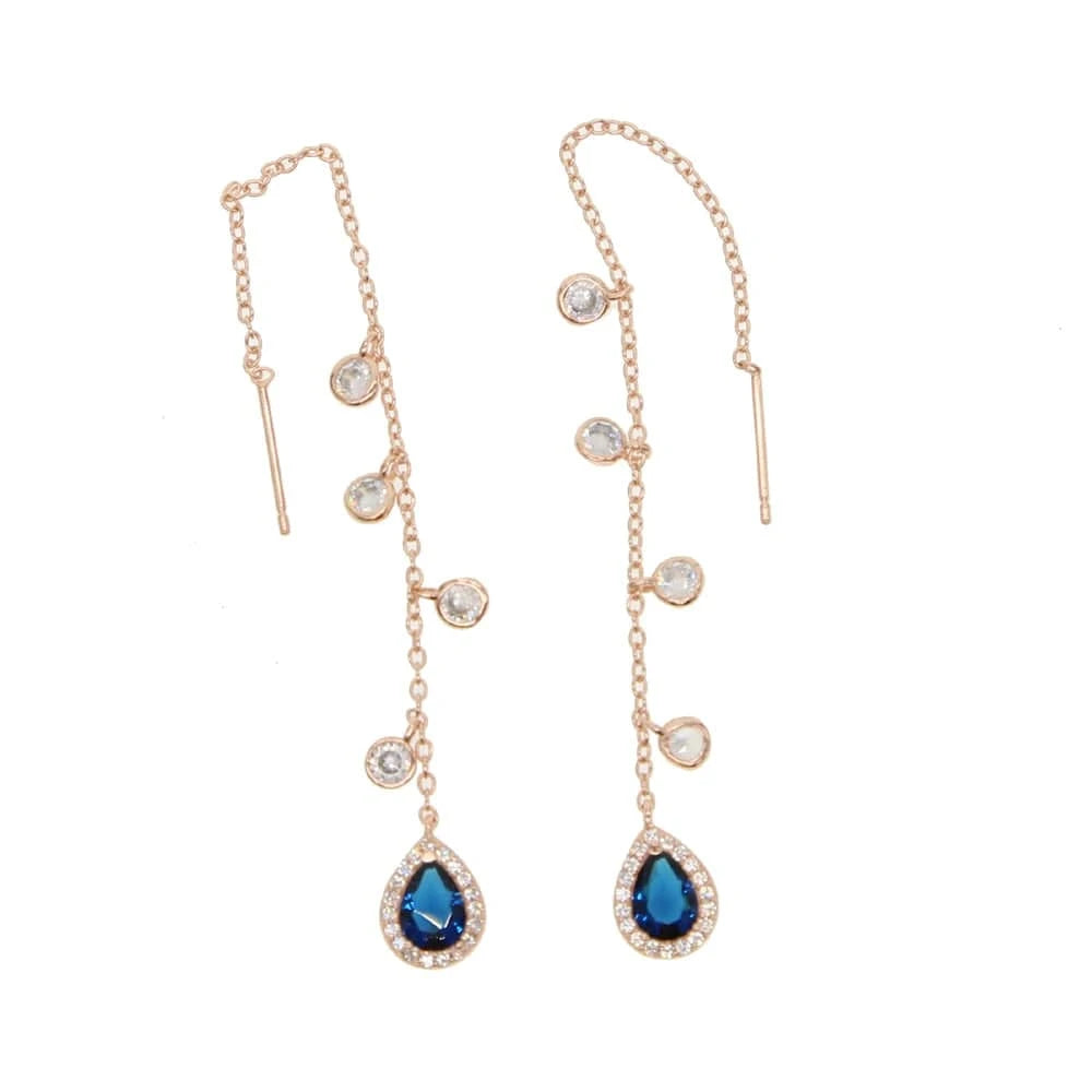 Y-R-Blue 100% 925 sterling silver or brass jewelry wholesale drop shipping french romantic tassel cz drop charm earring
