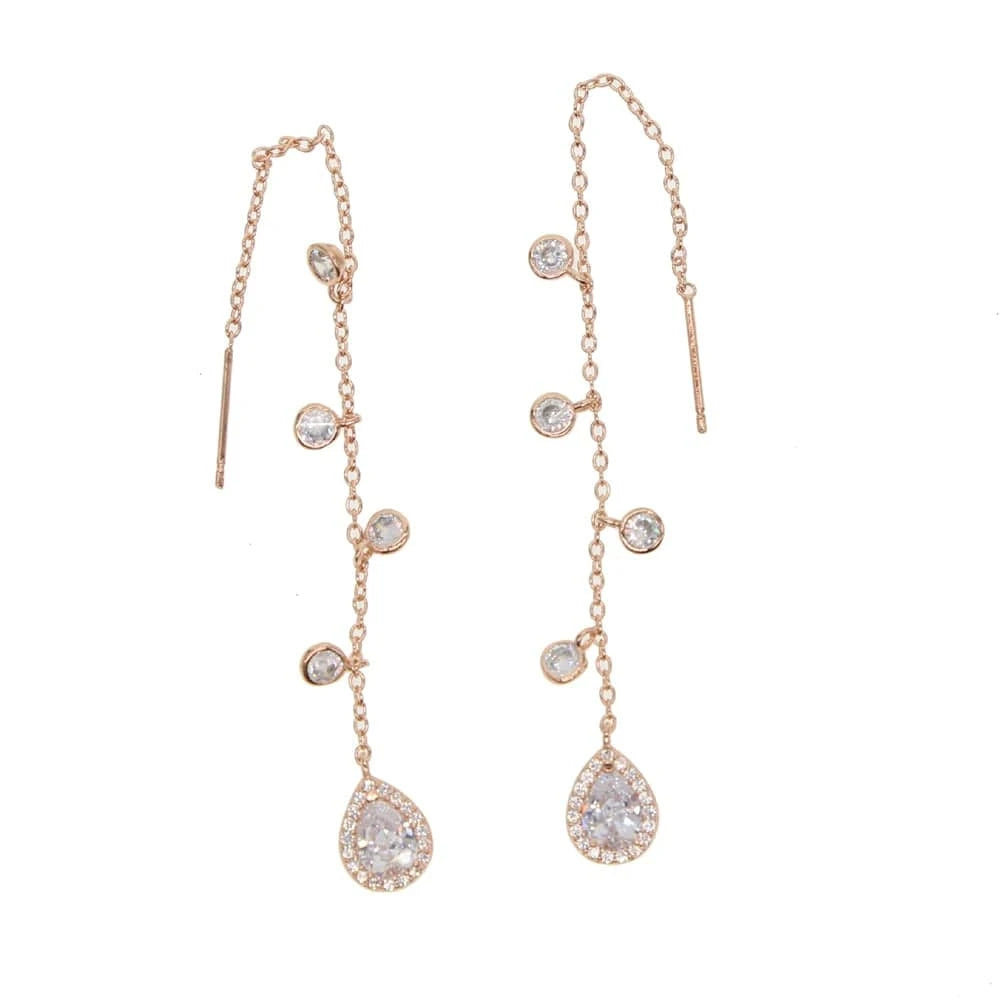 Y-R-White 100% 925 sterling silver or brass jewelry wholesale drop shipping french romantic tassel cz drop charm earring