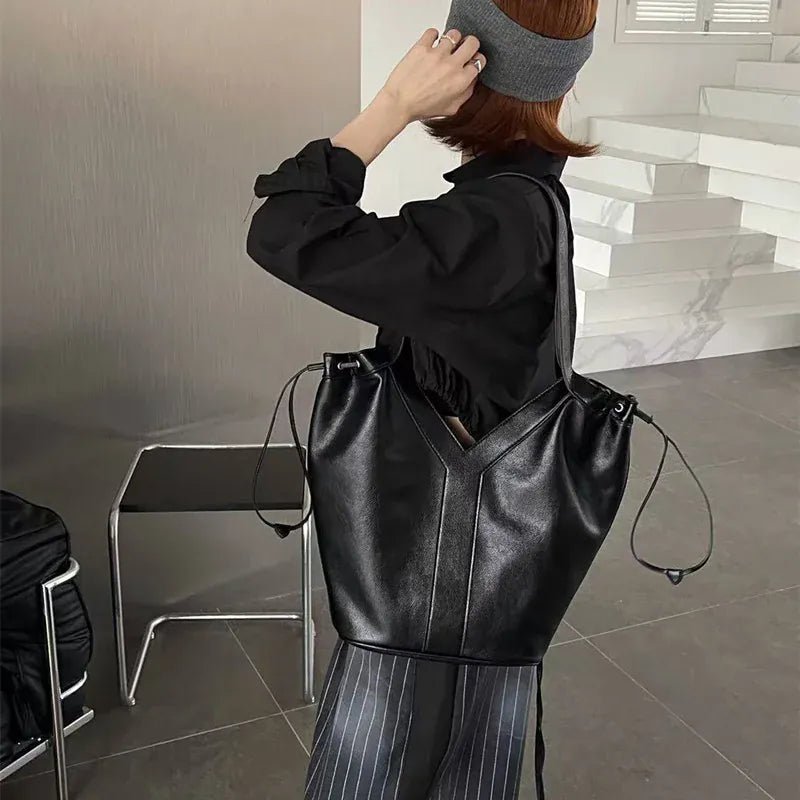 Y - shaped Women Handbag Versatile Simple Large - capacity Texture Tote Bag New Large - capacity Shoulder Bag Storage Bag Underarm Bag - SN Wigs & More