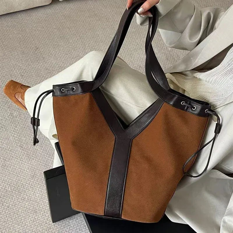 Y - shaped Women Handbag Versatile Simple Large - capacity Texture Tote Bag New Large - capacity Shoulder Bag Storage Bag Underarm Bag - SN Wigs & More