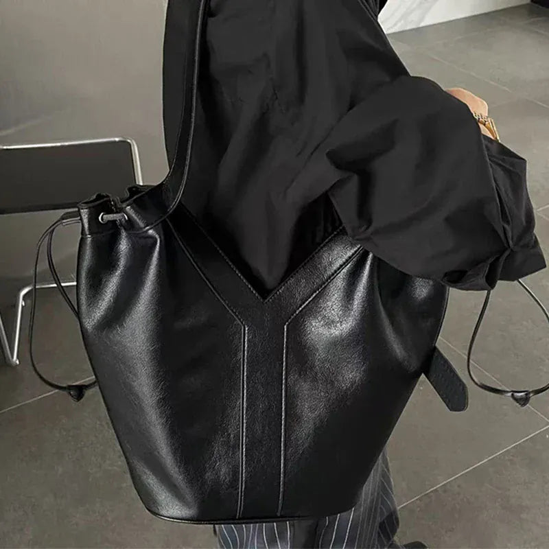 Y - shaped Women Handbag Versatile Simple Large - capacity Texture Tote Bag New Large - capacity Shoulder Bag Storage Bag Underarm Bag - SN Wigs & More