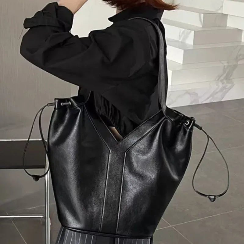 Y - shaped Women Handbag Versatile Simple Large - capacity Texture Tote Bag New Large - capacity Shoulder Bag Storage Bag Underarm Bag - SN Wigs & More