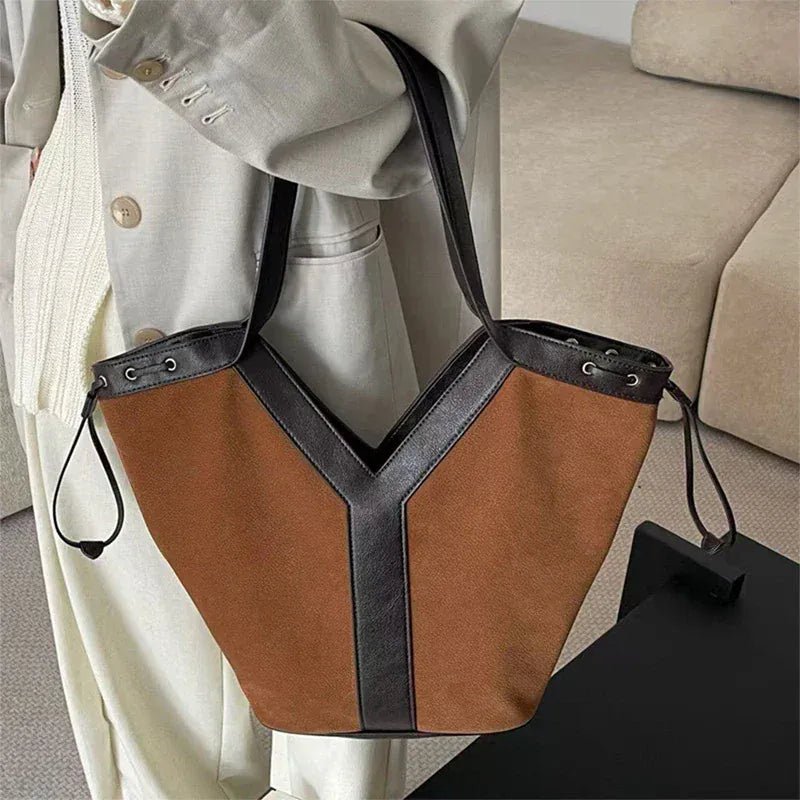 Y - shaped Women Handbag Versatile Simple Large - capacity Texture Tote Bag New Large - capacity Shoulder Bag Storage Bag Underarm Bag - SN Wigs & More