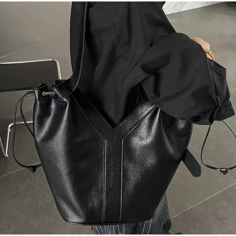 Y - shaped Women Handbag Versatile Simple Large - capacity Texture Tote Bag New Large - capacity Shoulder Bag Storage Bag Underarm Bag - SN Wigs & More
