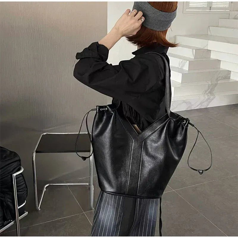 Y - shaped Women Handbag Versatile Simple Large - capacity Texture Tote Bag New Large - capacity Shoulder Bag Storage Bag Underarm Bag - SN Wigs & More