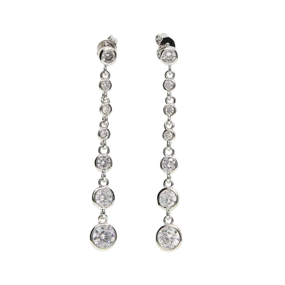 Y-Silver 2023 fashion wedding gift bling sparking heart arrow cubic zirconia cz tennis long chain dangle cz earring