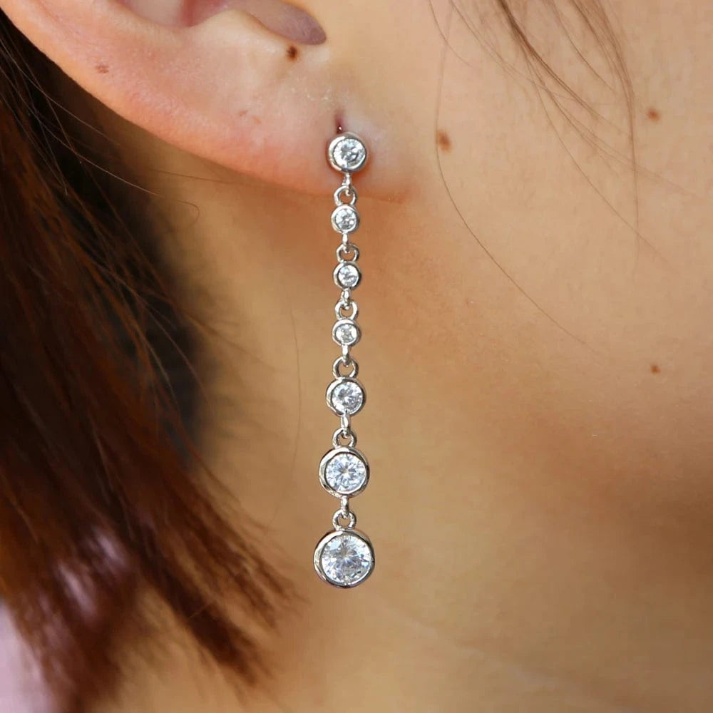 Y-Silver 2023 fashion wedding gift bling sparking heart arrow cubic zirconia cz tennis long chain dangle cz earring
