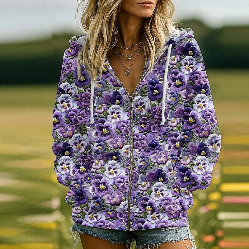 Y2K Clothes Retro Flower Print Drawstring Hoodie Pullover Spring Casual Thin Woman Sweatshirts Fall Long Sleeve Loose Top Blouse - SN Wigs & More