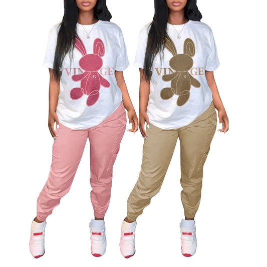 Y2K Letter Shirt Women Sets Casual Two piece Pants Set Cargo Pants 2 Piece Set Casual Fall Women Clothing Y2K