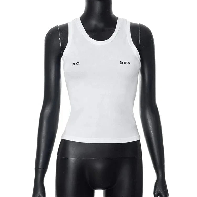 Y2k Tops For Women 2024 Sleeveless Letter Print Vest Sexy Outfit Fashion White Slim Crop Tank Tops