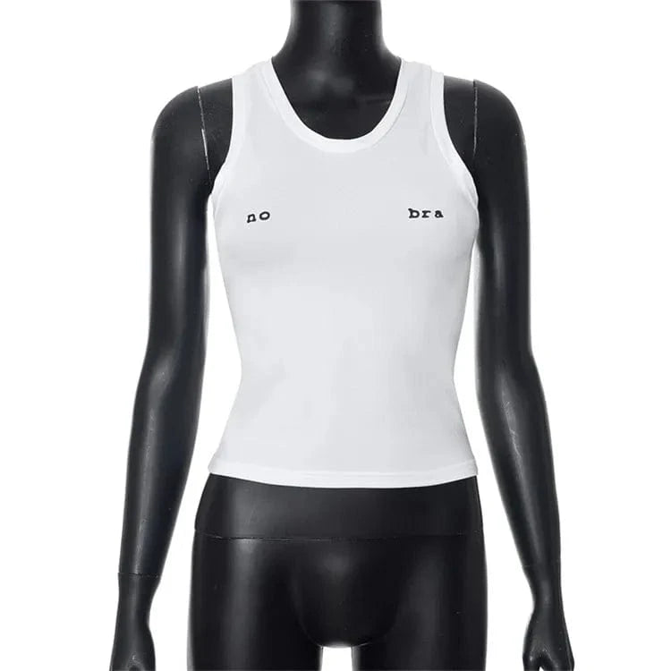 Y2k Tops For Women 2024 Sleeveless Letter Print Vest Sexy Outfit Fashion White Slim Crop Tank Tops