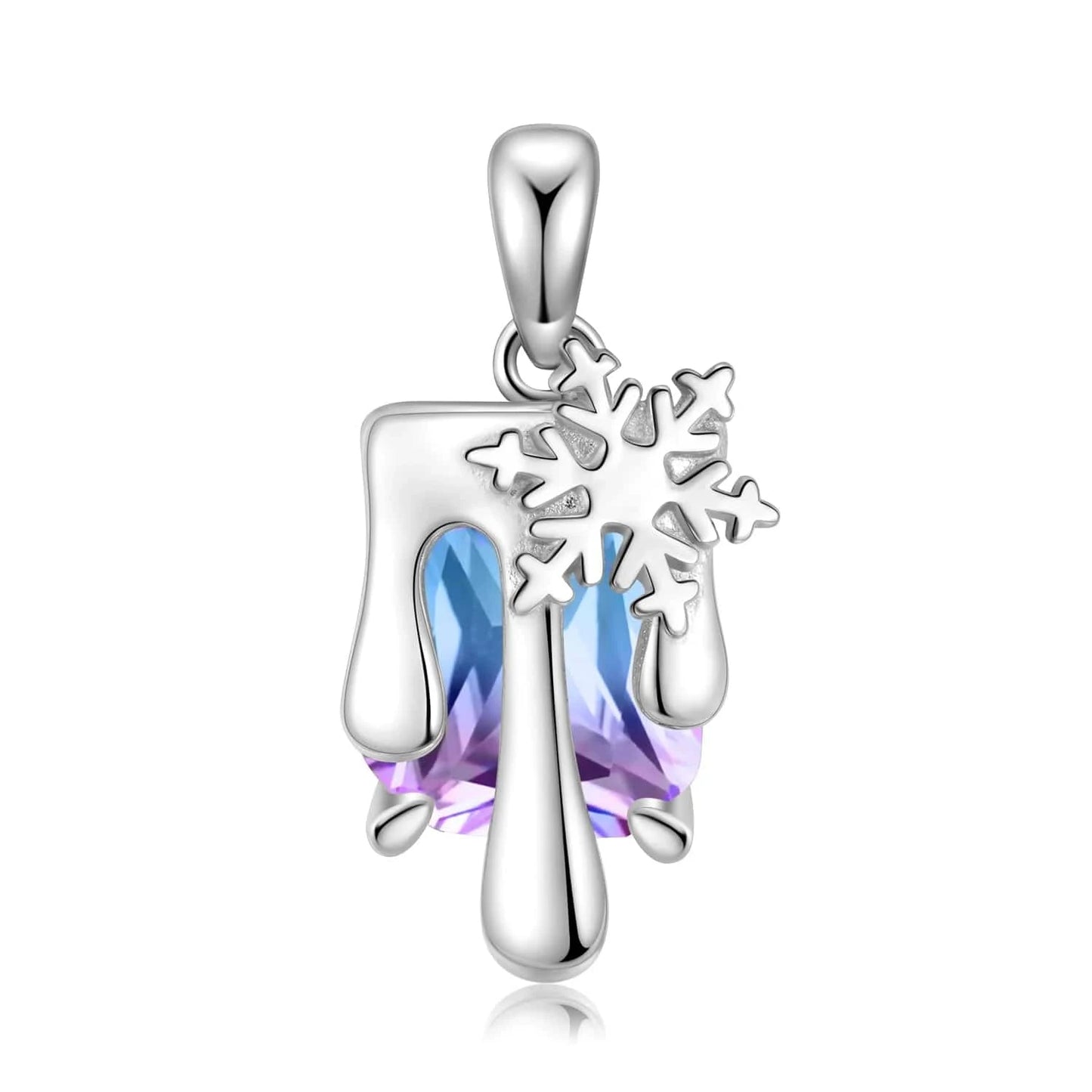 Y2K047 Christmas Snowflake Candy Crystal Pendant Necklace 925 Sterling Silver Necklaces Jewelry for Women Girl Gift Stock Dropshipping