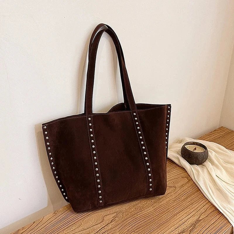 Y2kn Women's Rivet Tote Bag Autumn And Winter New Versatile Casual Shoulder Underarm Bag Brand Fashion Simple Handbag - SN Wigs & More