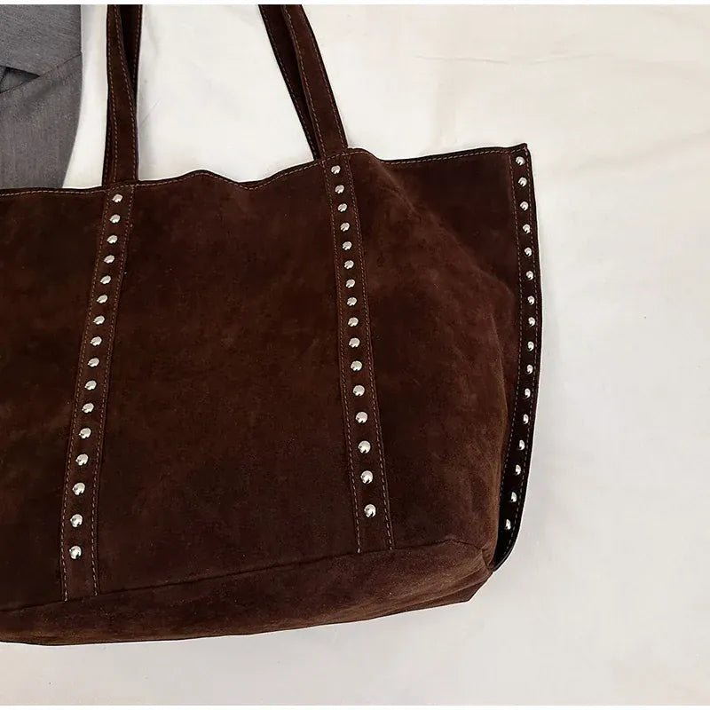 Y2kn Women's Rivet Tote Bag Autumn And Winter New Versatile Casual Shoulder Underarm Bag Brand Fashion Simple Handbag - SN Wigs & More