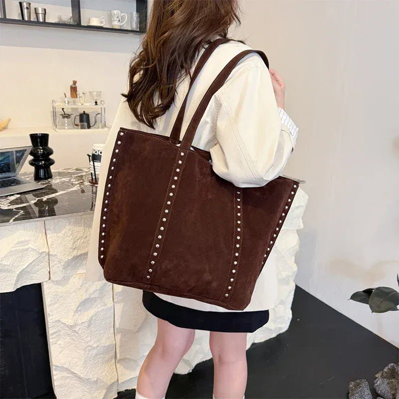 Y2kn Women's Rivet Tote Bag Autumn And Winter New Versatile Casual Shoulder Underarm Bag Brand Fashion Simple Handbag - SN Wigs & More