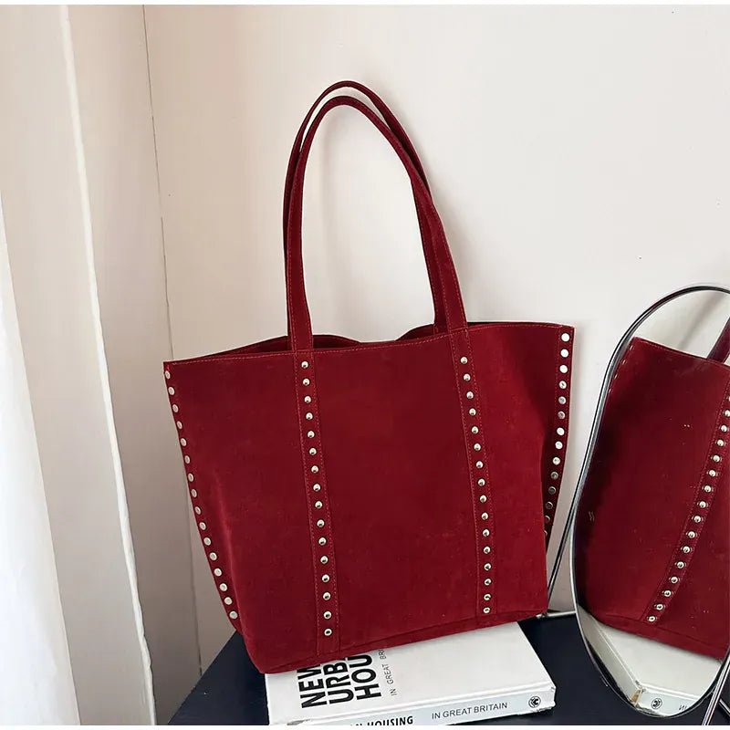 Y2kn Women's Rivet Tote Bag Autumn And Winter New Versatile Casual Shoulder Underarm Bag Brand Fashion Simple Handbag - SN Wigs & More