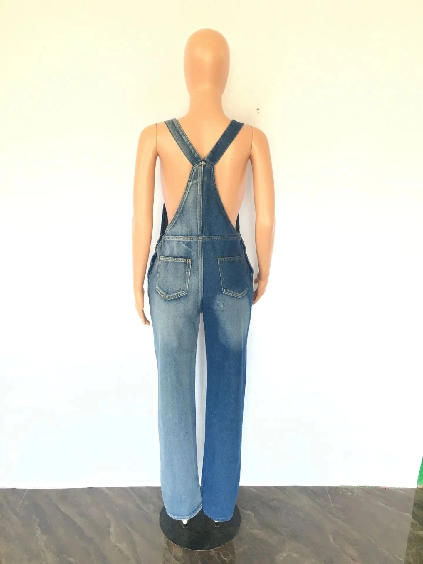 Y5523 New Fashion Patchwork Denim Overalls Pocket Women Slim Fit Jeans Romper Sleeveless Strap Denim Jumpsuits