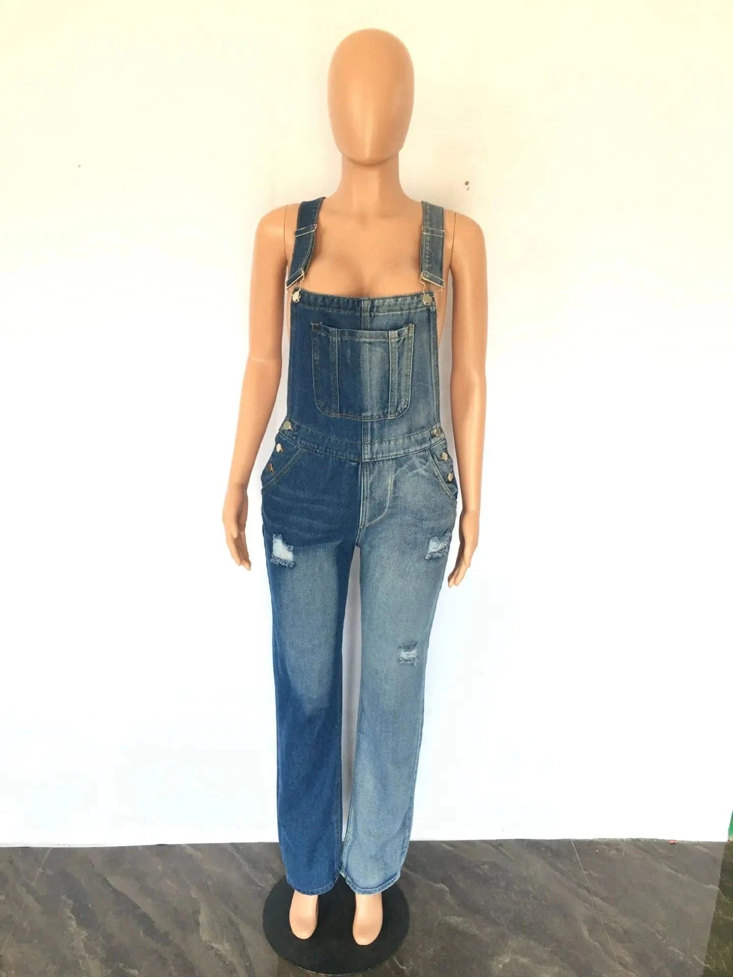 Y5523 New Fashion Patchwork Denim Overalls Pocket Women Slim Fit Jeans Romper Sleeveless Strap Denim Jumpsuits