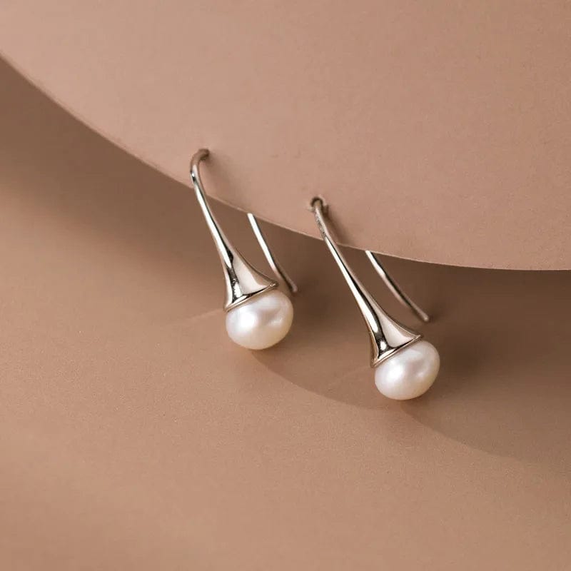 YB-A4417 silver Real 925 Sterling Silver Fashion Short Freshwater Pearl Drop Earrings For Women Party Fine Jewelry